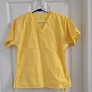 Bright Yellow V-Neck Medical Scrub Top Set